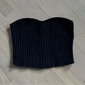 I.AM.GIA Black stripe strapless crop top